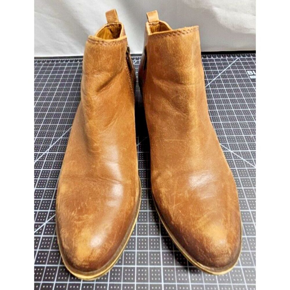Lucky Brand Basel brown leather ankle boots both side zippers US 10M